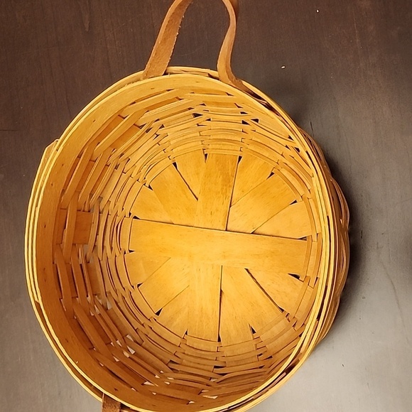 🌻 Longaberger 10 x 4” Woven 1995 Basket w/ Leather Handles and sectional insert - Picture 2 of 11